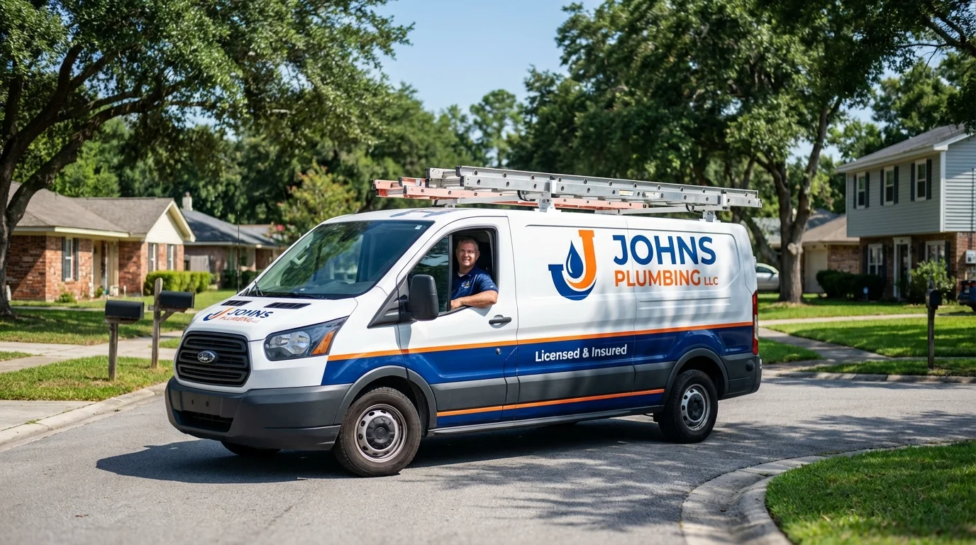 Johns Plumbing LLC service van in Simpsonville, SC